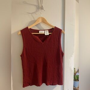 Vintage Burgundy Sleeveless Ribbed Tank